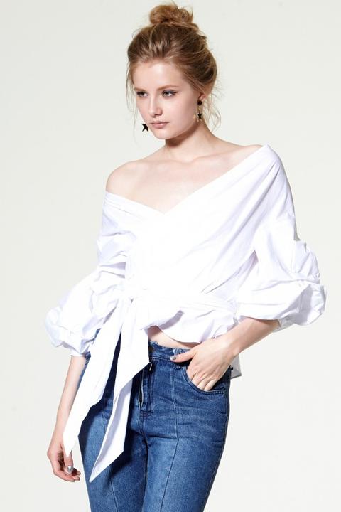 Jordyn Ruched Sleeve Wrap Blouse