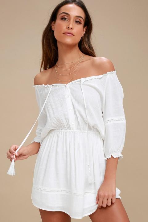 Lulus white off deals the shoulder dress