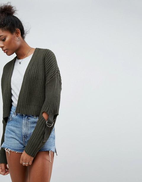 Asos - Cardigan Corto Con Laccetti Laterali - Verde