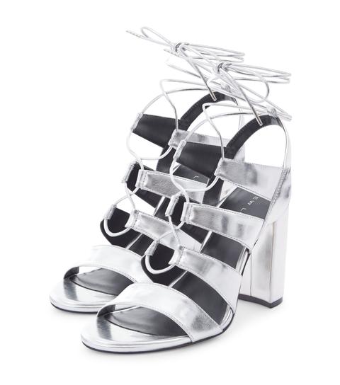 Silver Metallic Ghillie Block Heels