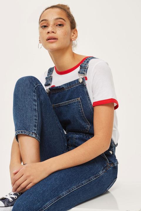 Womens Moto Slim Leg Dungarees - Mid Stone, Mid Stone