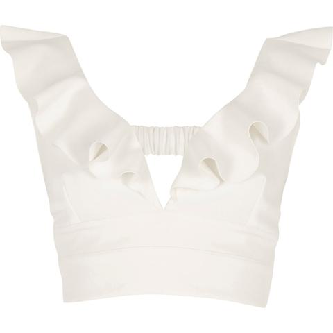 White Frill Front Plunge Bralet