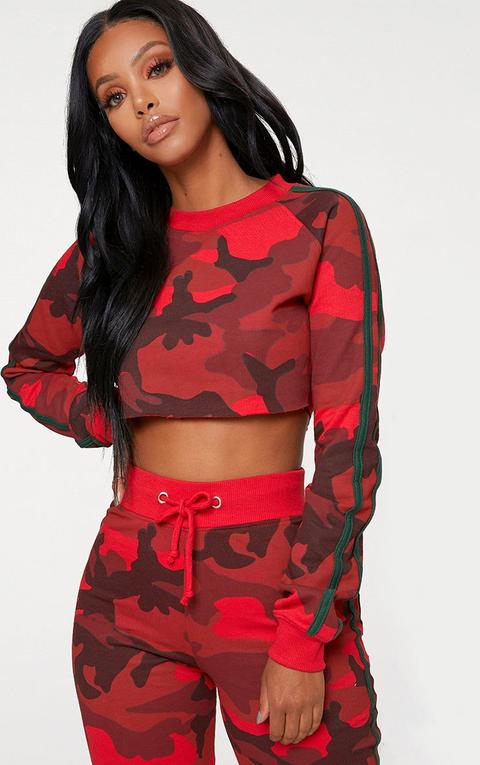 Shape Red Camo Side Stripe Sweater