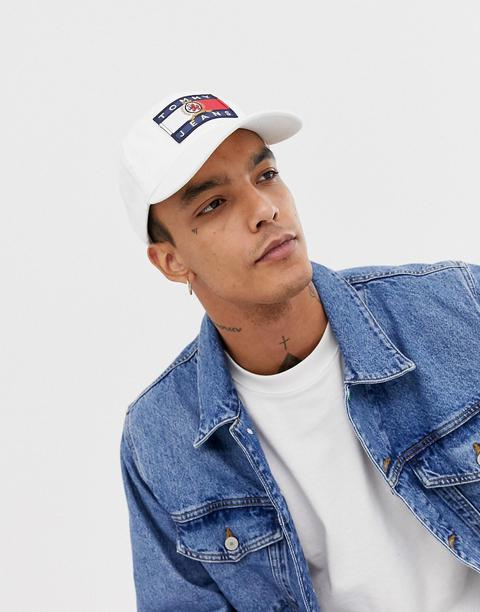 Tommy Jeans 6.0 Limited Capsule Baseball Cap With Crest Flag In White