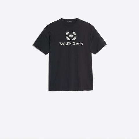 T-shirt Aus Baumwolle Mit „bb Balenciaga“-print Auf Der Vorderseite