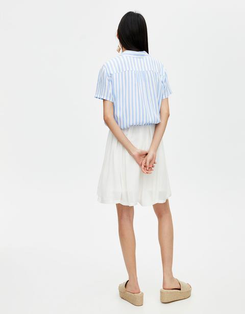 Camicia A Maniche Corte Con Righe Blu