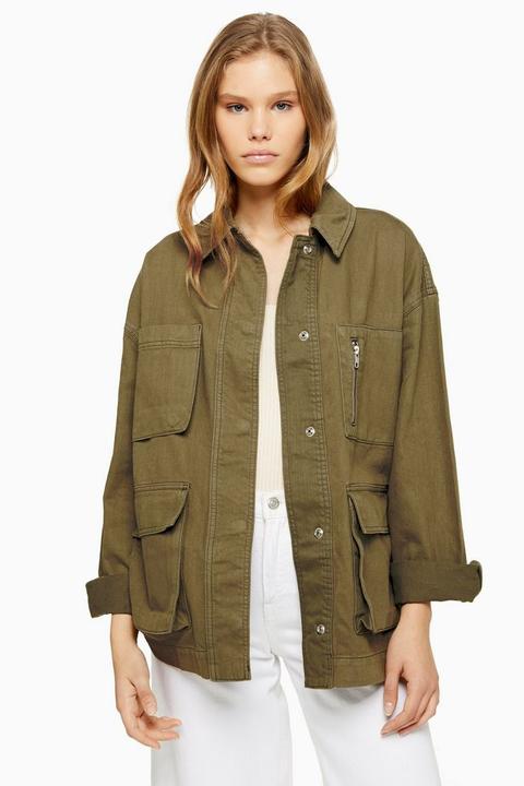 Khaki Longline Shacket