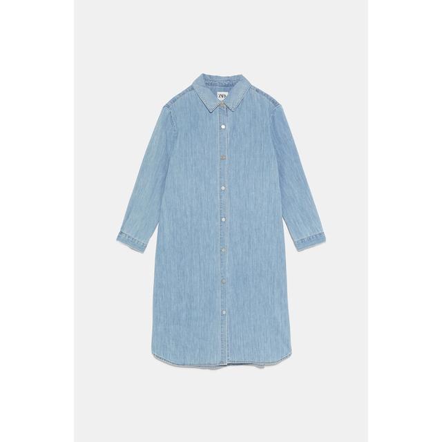 zara long denim shirt