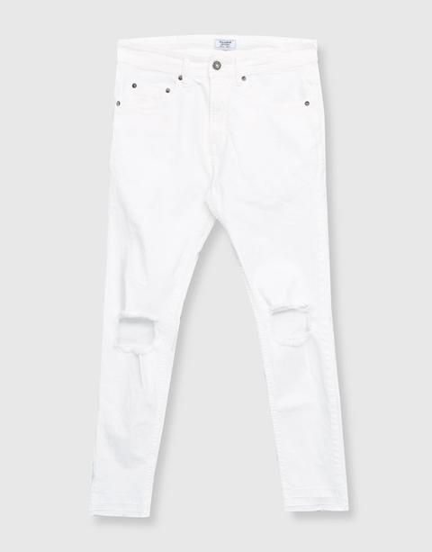 Jeans Superskinny Fit Bianco Sporco.