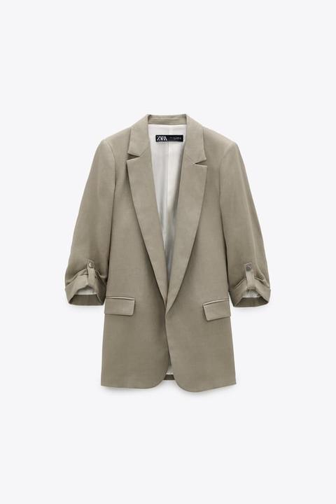 Blazer Lino Manga Remangada