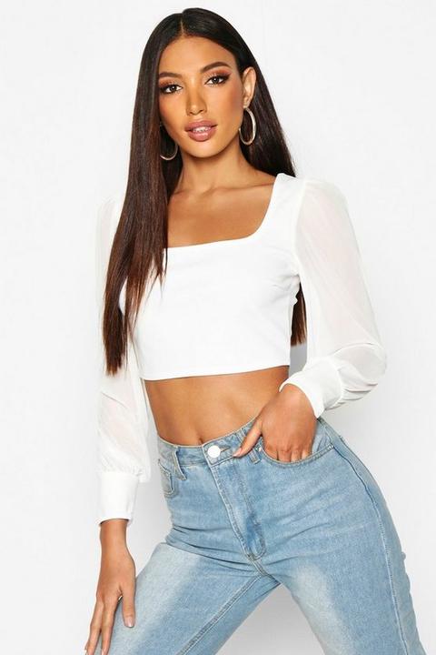 White top with mesh sleeves Clearance
