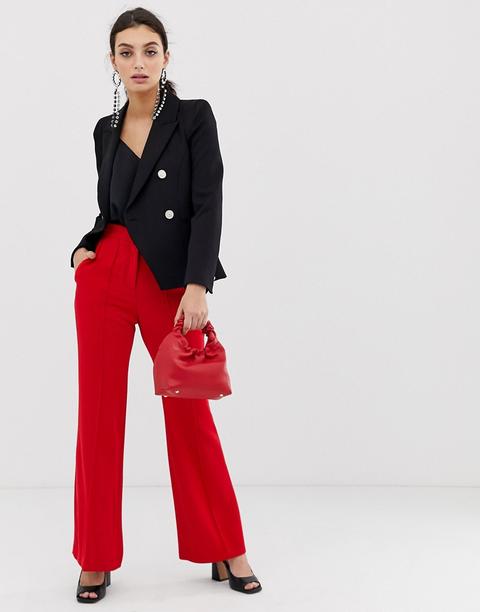 River Island - Pantaloni Rossi A Zampa - Rosso