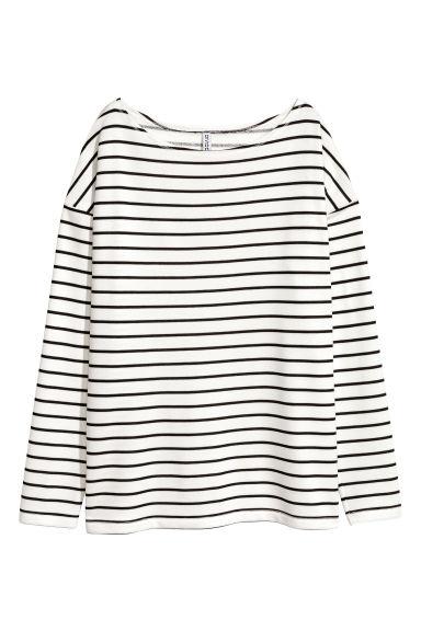 H & M - Top In Jersey A Maniche Lunghe - Bianco