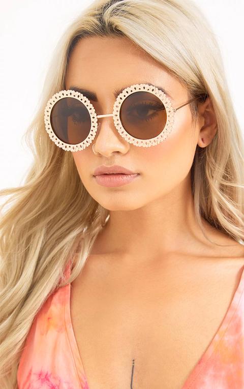 Gaby Gold Flower Frame Sunglasses, Yellow