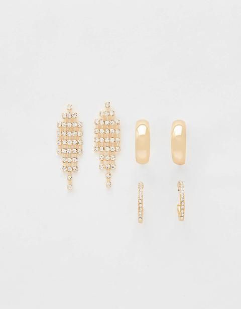 Set Of Rhinestone Earrings