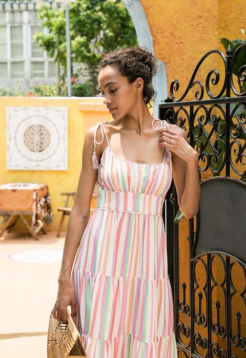 Candy stripe maxi store dress