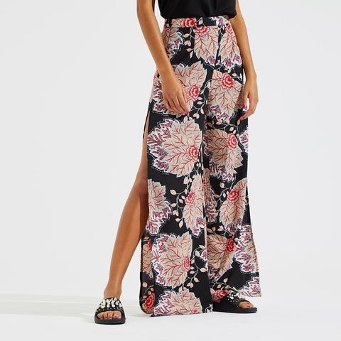 Pantaloni Larghi Con Spacchetti Laterali Floreali from SheIn on 21 Buttons