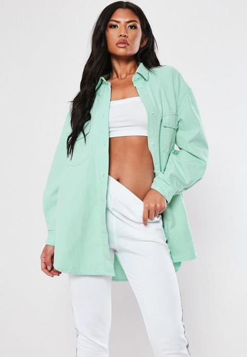 Mint Denim Super Oversized Shirt, Mint