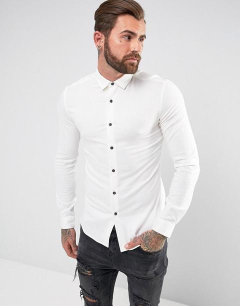 Asos - Weißes Muskelshirt Aus Viskose Mit Kontrastknöpfen - Weiß