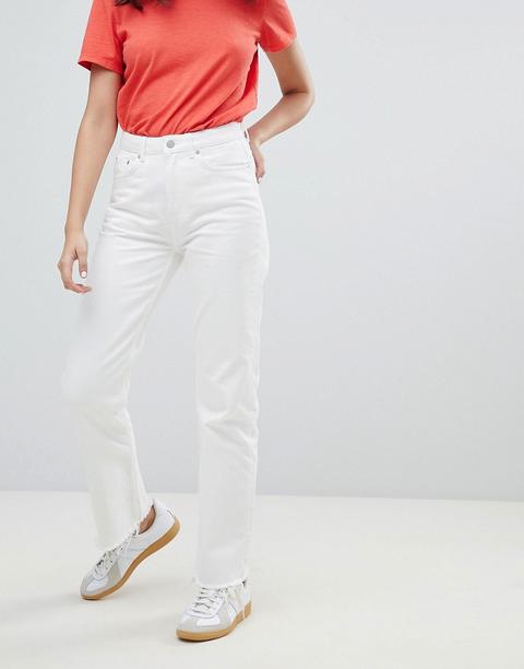 "weekday - Voyage - Mom Jeans Cropped Bianco "loved" - Bianco