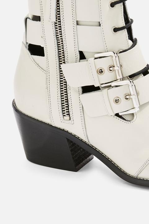 Womens Agate Low Ankle Boots - White 