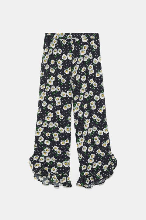 Pantaloni Stampati Con Margherite