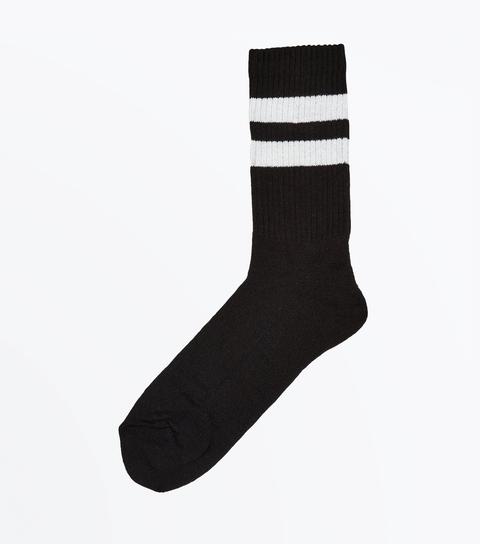 Men's Black Sports Stripe Socks New Look