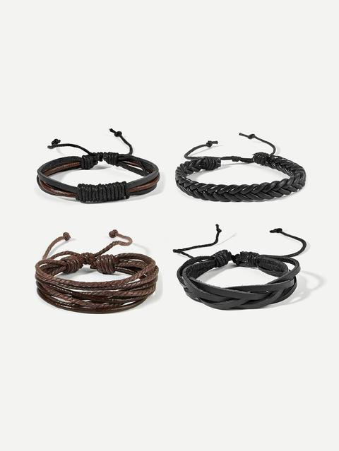 Bracciale Intrecciato Per Uomo 4 Pezzi