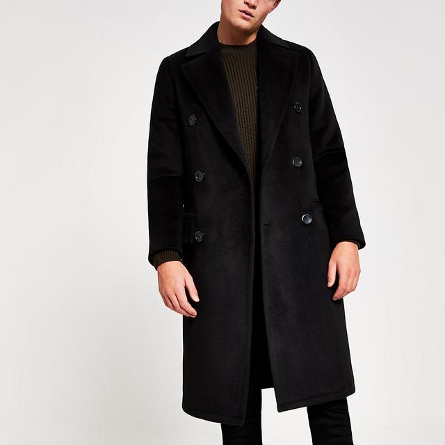 black double breasted overcoat