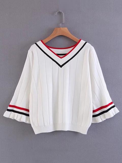 Jersey Acanalado Con Manga Acampanada