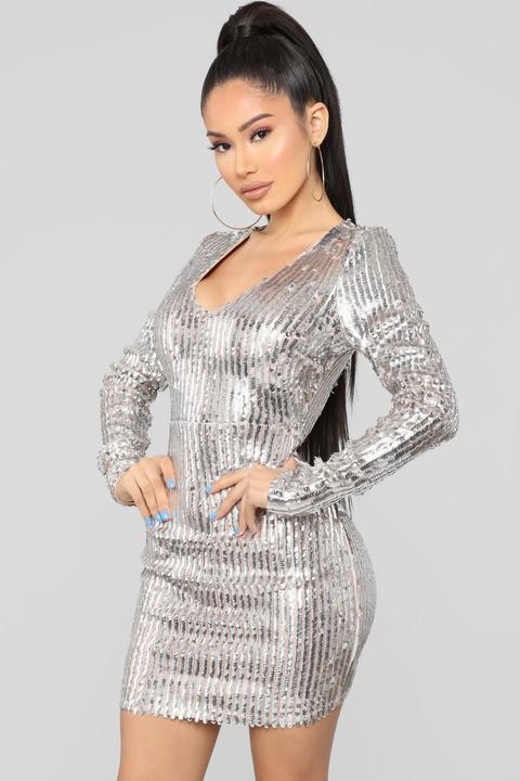 Living In The Spotlight Sequin Dress - Silver