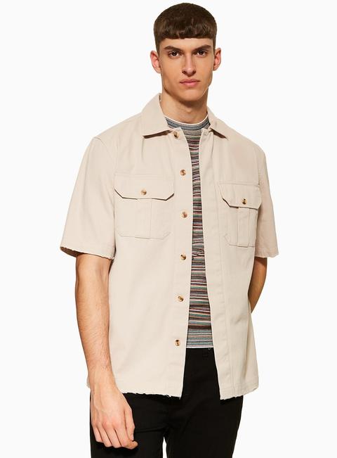 Mens Stone Regular Overshirt, Stone