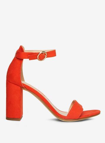 Womens Orange 'shimmy' Heeled Sandals- Orange, Orange