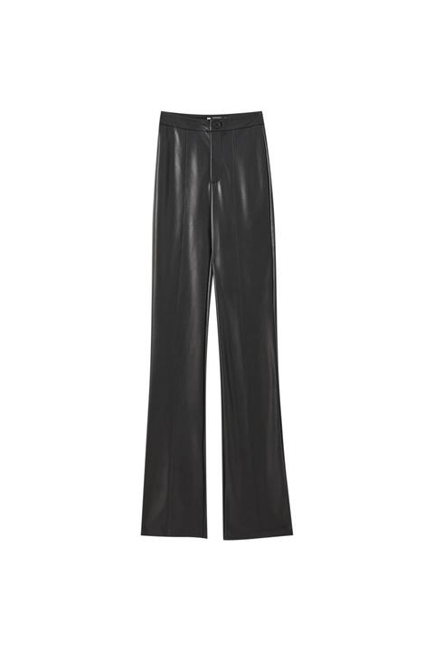 Pantalón Campana Negro Efecto Piel