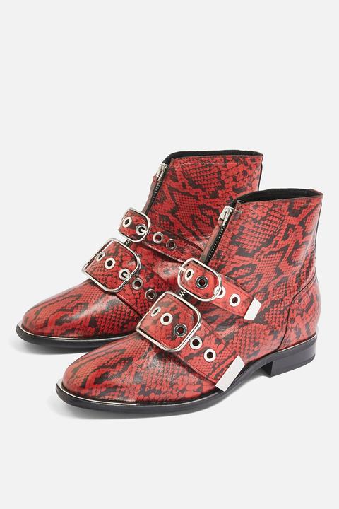 wide fit red ankle boots