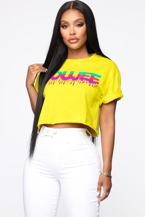 Boujee Lil Baby Crop Top - Yellow from Fashion Nova on 21 Buttons
