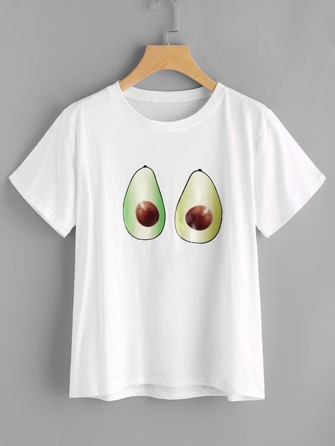 Tshirt Con Stampa Di Avocado