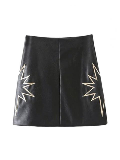 Pu Printed A-line Skirt