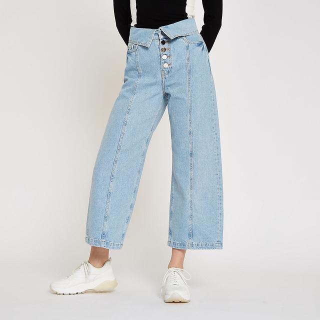 river island wide leg jeans in light blue