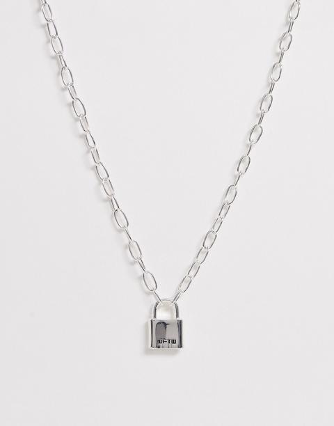 Wftw Padlock Necklace In Silver