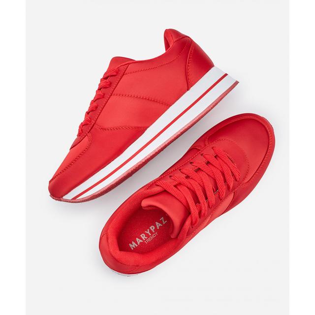 Zapatilla Plataforma Lona Rojo de MARYPAZ en 21 Buttons