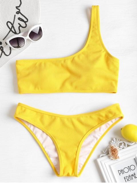 yellow one shoulder bikini