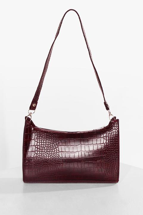 Womens Want Patent Croc Zip Shoulder Bag