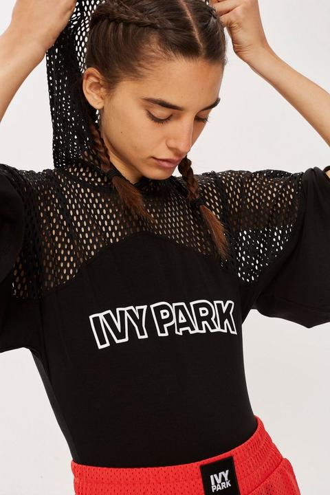 Mesh Logo Hooded Bodysuit By Ivy Park