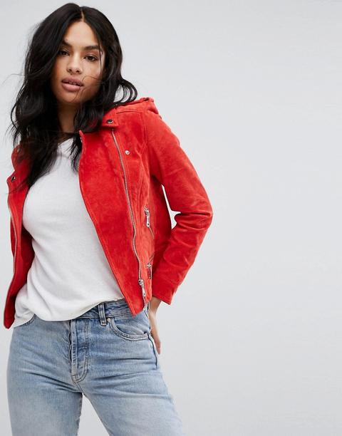 Vero Moda - Giacca Scamosciata Stile Motociclista - Rosso