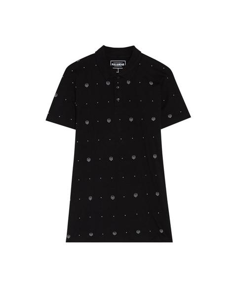 Polo De Manga Corta Con Calaveras Negro