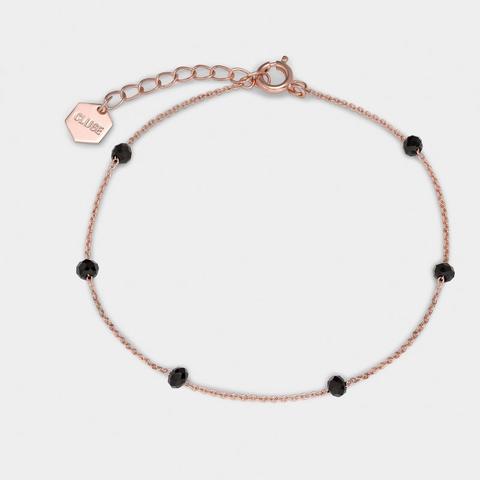 Bracciale A Catena Essentielle Con Cristalli Neri In Oro Rosa