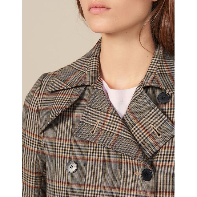 Sandro roselier sale plaid trench coat