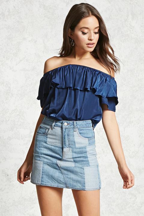 Patch Denim Skirt