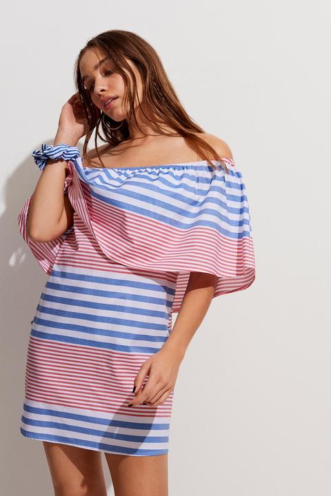Vestito Spalle Scoperte In Tela Di Cotone